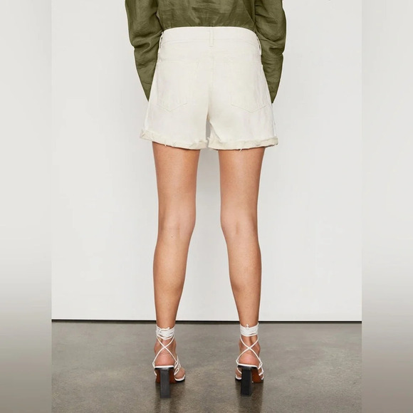 Frame Le Brigette Denim Shorts Cotton Linen Blend in Au Natural Sz 27 - Picture 3 of 11